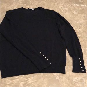 Zara Black Sweater with Pearl Button Detail